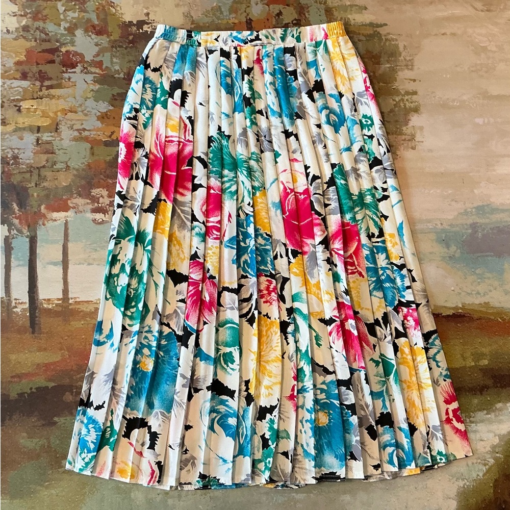 TAN JAY - VIintage Summer Print Pleated Skirt